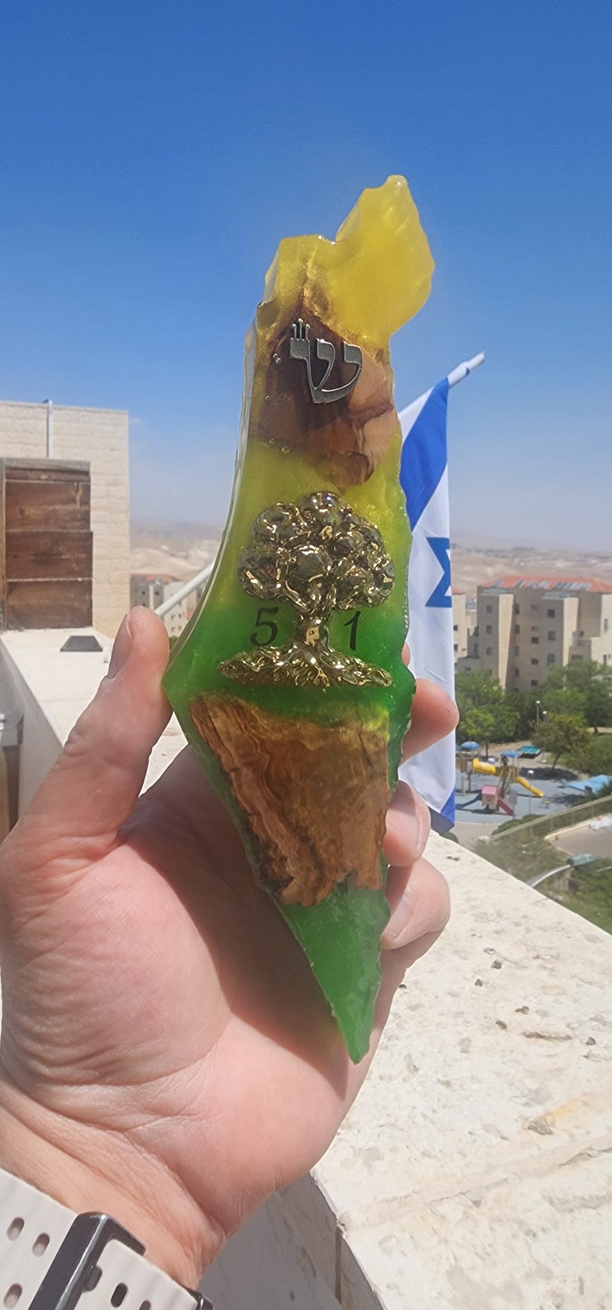 בית מזוזה א"י מאפוקסי בשילוב עם זית עם עץ גולני יציקה – תמונה 2