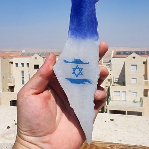 בית מזוזה מאפוקסי כחול לבן עם דגל ישראל