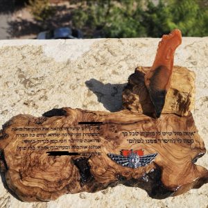 מגן הוקרה לשולחן מעץ זית ואפוקסי הנדסה קרבית